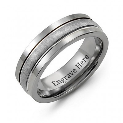 Tungsten Men's Brushed Centre Tungsten Band Ring - The Handmade ™