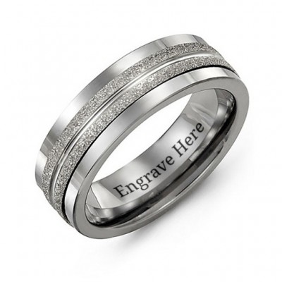 Tungsten Men's Double Row Brushed Tungsten Band Ring - The Handmade ™