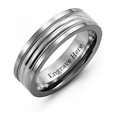 Tungsten Men's Double Row Inlay Tungsten Band Ring - The Handmade ™