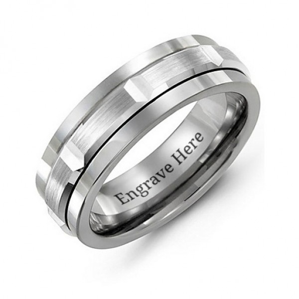 Tungsten Men's Polished Centre Tungsten Band Ring - The Handmade ™