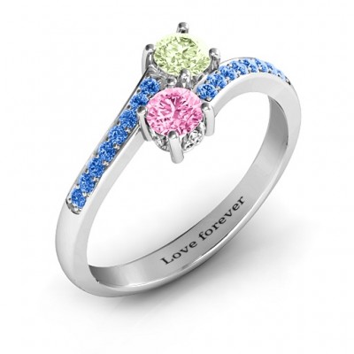 Two Stone Ring With Sparkling Accents And Filigree Settings - The Handmade ™