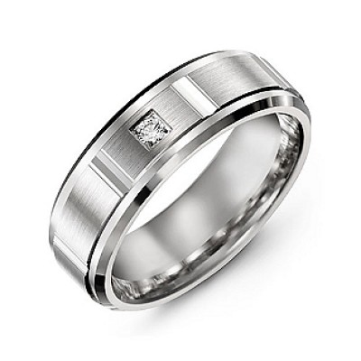 Vertical Diamond-Cut Men's Gemstone Ring with Beveled Edges - The Handmade ™