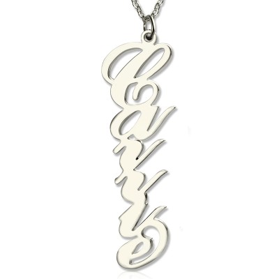 White Gold Vertical Carrie Style Name Necklace - The Handmade ™