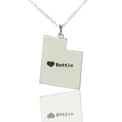 Utah State Necklaces With Heart Name Silver - The Handmade ™