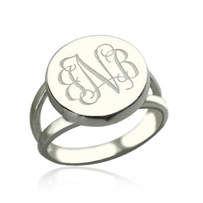 Silver Circle Monogram Signet Ring - The Handmade ™