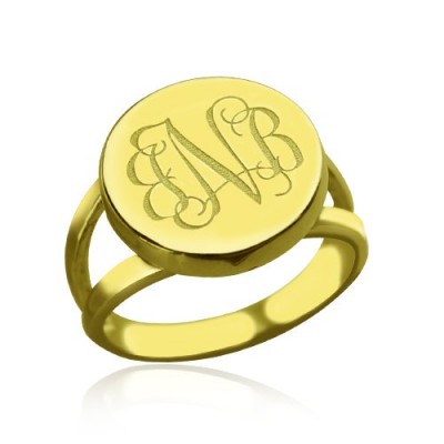 Gold Circle Monogram Signet Ring - The Handmade ™