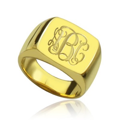 Gold Fashion Monogram Initial Ring - The Handmade ™