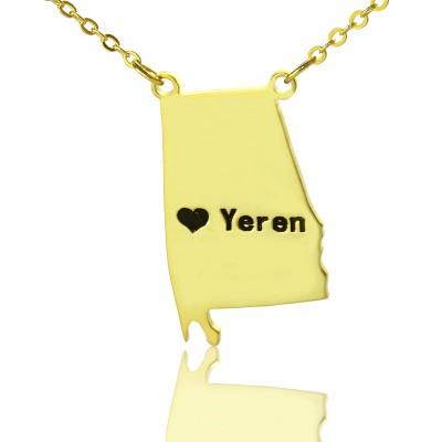 State USA Map Necklace With Heart Name - The Handmade ™