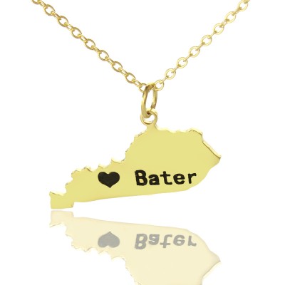 Kentucky State Shaped Necklaces With Heart Name Gold - The Handmade ™