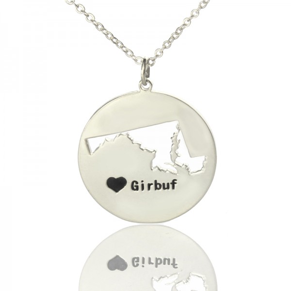 Maryland Disc State Necklaces With Heart Name Silver - The Handmade ™