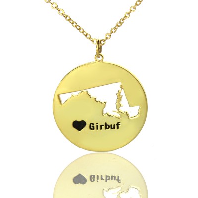 Maryland Disc State Necklaces With Heart Name Gold - The Handmade ™