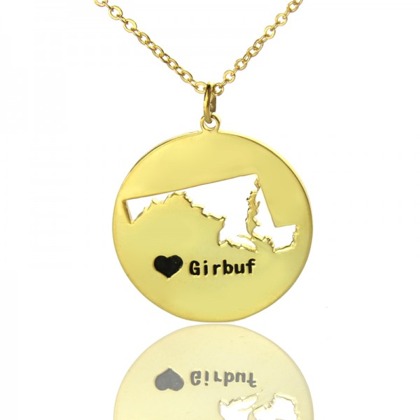 Maryland Disc State Necklaces With Heart Name Gold - The Handmade ™