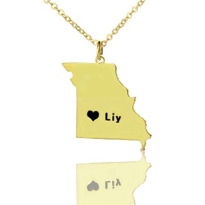 Missouri State Shaped Necklaces With Heart Name Gold - The Handmade ™