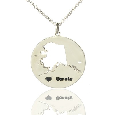 Alaska Disc State Necklaces With Heart Name Silver - The Handmade ™