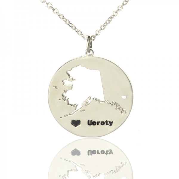 Alaska Disc State Necklaces With Heart Name Silver - The Handmade ™