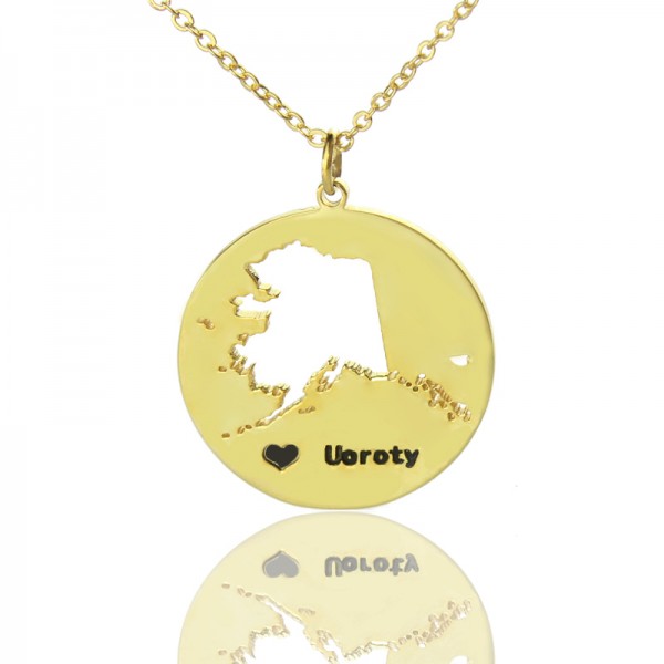 Alaska Disc State Necklaces With Heart Name Gold - The Handmade ™