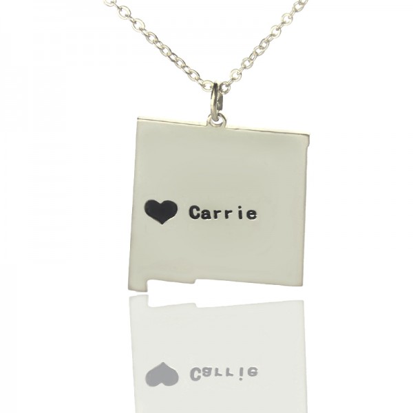 New Mexico State Shaped Necklaces With Heart Name Silver - The Handmade ™