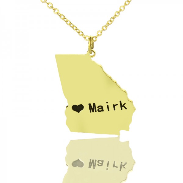 Georgia State Shaped Necklaces With Heart Name Gold - The Handmade ™