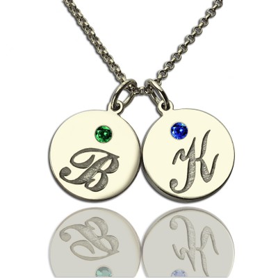 Disc Necklace with Initial Birthstone - The Handmade ™