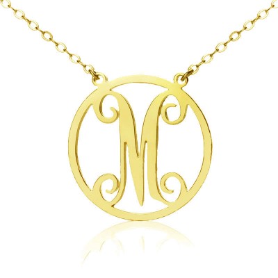 Gold Single Initial Circle Monogram Necklace - The Handmade ™