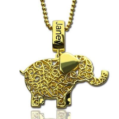 Elephant Necklace with Name Birthstone Gold - The Handmade ™