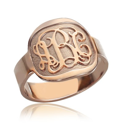 Engraved Round Monogram Ring Rose Gold - The Handmade ™