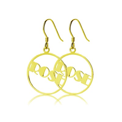 Gold Broadway Font Circle Name Earring - The Handmade ™