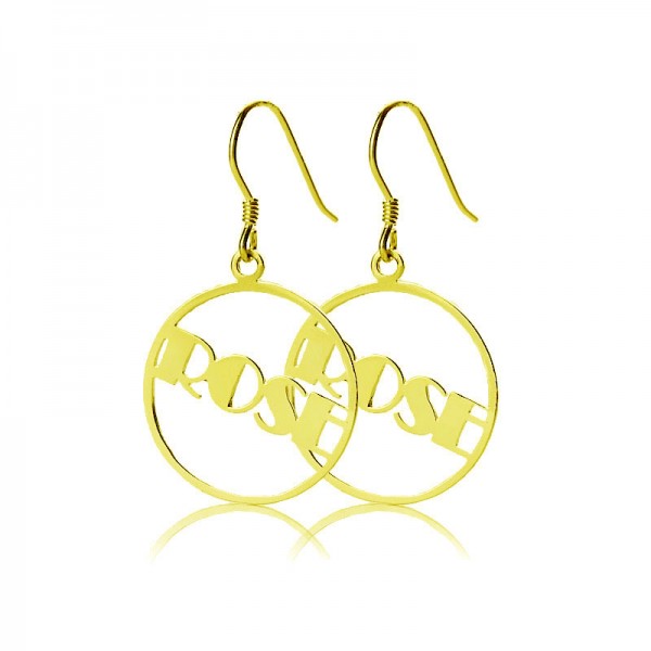 Gold Broadway Font Circle Name Earring - The Handmade ™