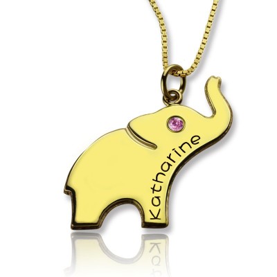 Elephant Lucky Charm Necklace Engraved Name Gold - The Handmade ™