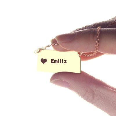 Kansas State Shaped Necklaces With Heart Name Rose Gold - The Handmade ™