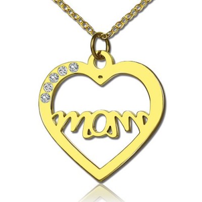 Mothers Heart Necklace With Birthstone Gold - The Handmade ™