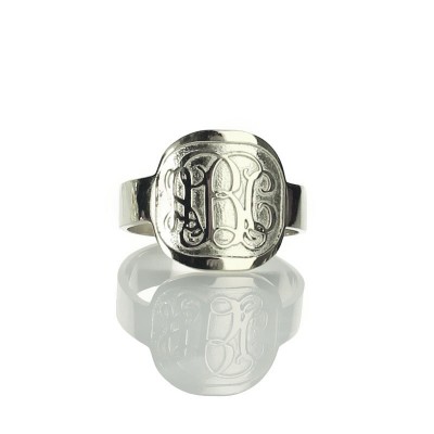 Engraved Designs Monogram Ring Silver - The Handmade ™