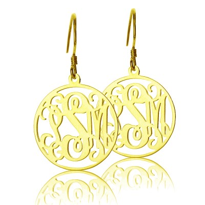 Circle Monogram Initial Earrings In Gold - The Handmade ™