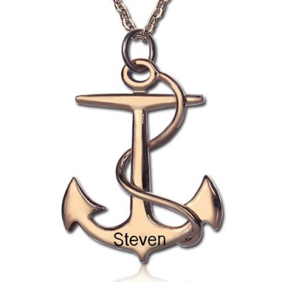 Anchor Necklace Charms Engraved Your Name Rose - The Handmade ™