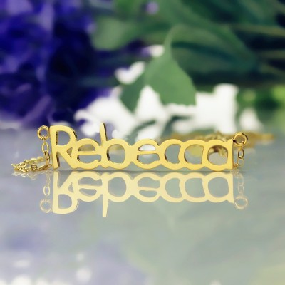 Nameplate Necklace Gold Plating "Rebecca" - The Handmade ™