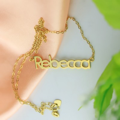 Nameplate Necklace Gold Plating "Rebecca" - The Handmade ™