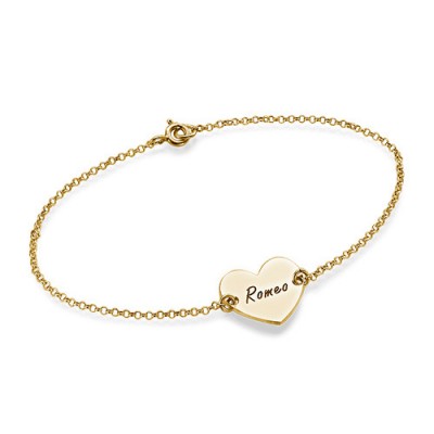 Gold Engraved Couples Heart Bracelet - The Handmade ™