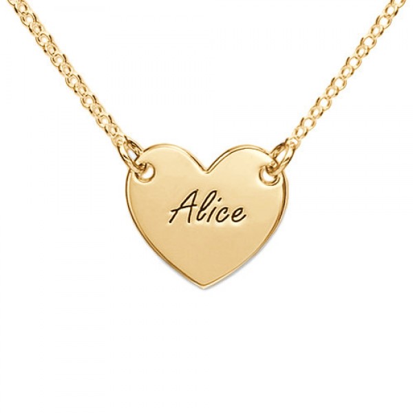 Gold Heart Necklace with Engraving - The Handmade ™
