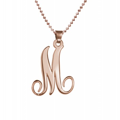 Rose Gold Single Initial Necklace - The Handmade ™