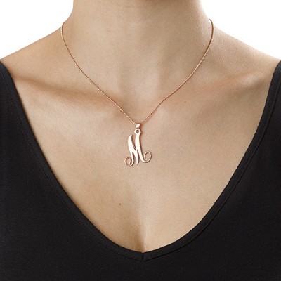 Rose Gold Single Initial Necklace - The Handmade ™
