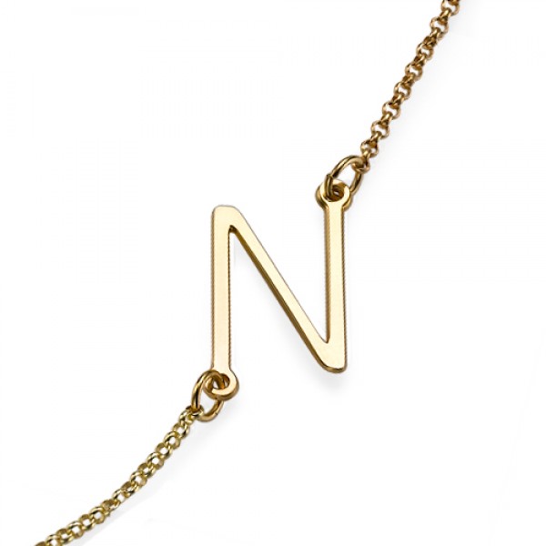 Gold Sideways Initial Necklace - The Handmade ™