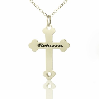 Silver Rebecca Font Cross Name Necklace - The Handmade ™