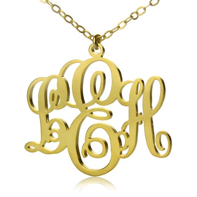 Vine Font Initial Monogram Necklace Gold - The Handmade ™