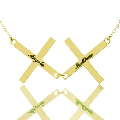 Greece Double Cross Name Necklace - The Handmade ™