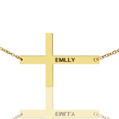 Latin Cross Necklace Engraved Name 1.6" - The Handmade ™