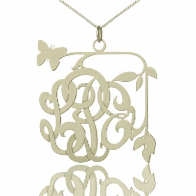 Butterfly Script Monogram Necklace Silver - The Handmade ™