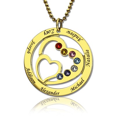Heart in Heart Birthstone Name Necklace Gold - The Handmade ™