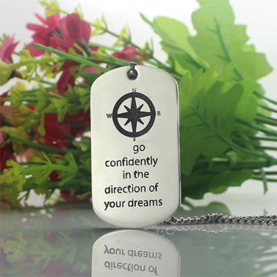 Compass Man's Dog Tag Name Necklace - The Handmade ™