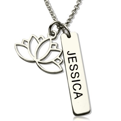 Yoga Necklace Lotus Flower Name Tag Silver - The Handmade ™