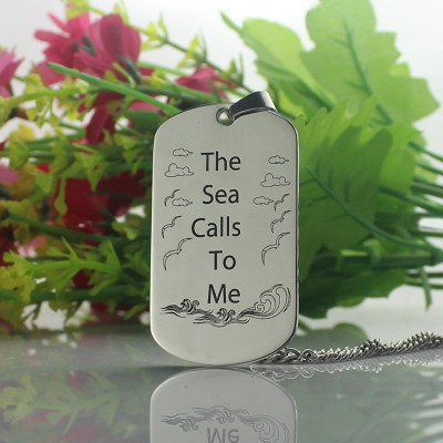 Man's Dog Tag Ocean Theme Name Necklace - The Handmade ™